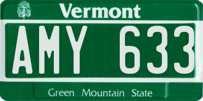 VT license plate AMY633