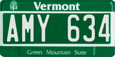 VT license plate AMY634