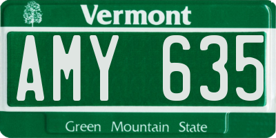 VT license plate AMY635