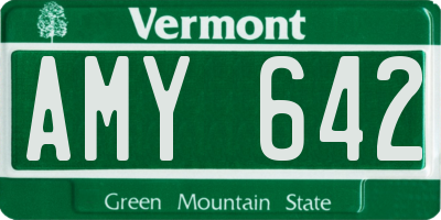VT license plate AMY642