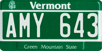 VT license plate AMY643