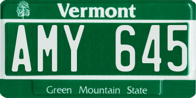 VT license plate AMY645