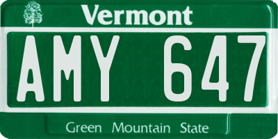 VT license plate AMY647