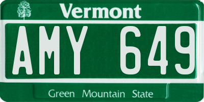 VT license plate AMY649