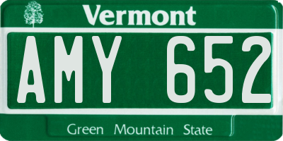 VT license plate AMY652