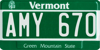 VT license plate AMY670
