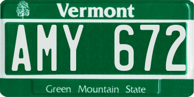 VT license plate AMY672