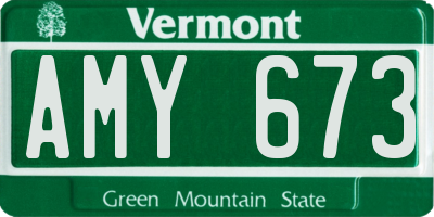 VT license plate AMY673