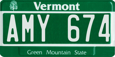 VT license plate AMY674