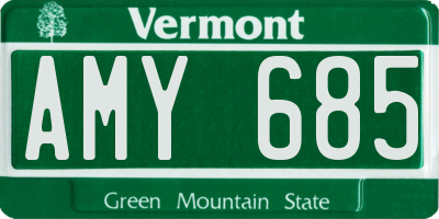 VT license plate AMY685