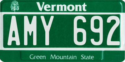 VT license plate AMY692