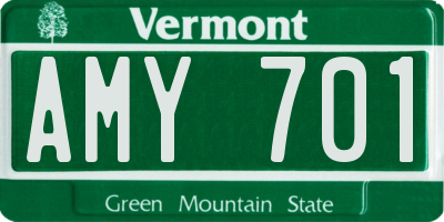 VT license plate AMY701