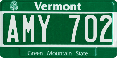 VT license plate AMY702