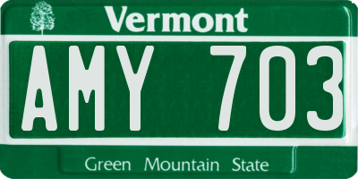 VT license plate AMY703