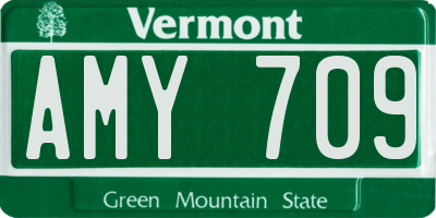 VT license plate AMY709