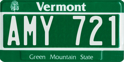 VT license plate AMY721