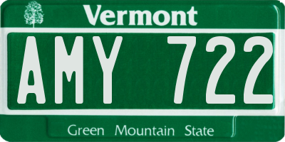 VT license plate AMY722