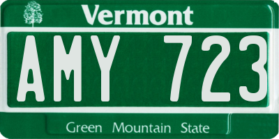 VT license plate AMY723