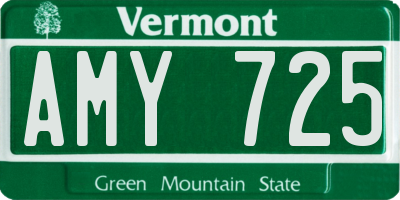 VT license plate AMY725