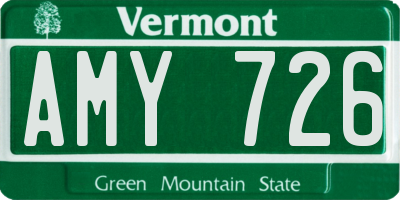 VT license plate AMY726