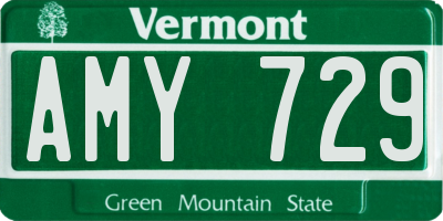 VT license plate AMY729
