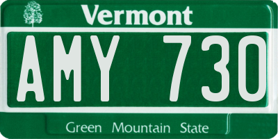 VT license plate AMY730