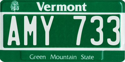 VT license plate AMY733
