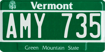 VT license plate AMY735