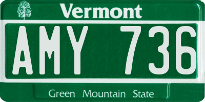 VT license plate AMY736