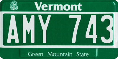 VT license plate AMY743