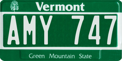 VT license plate AMY747