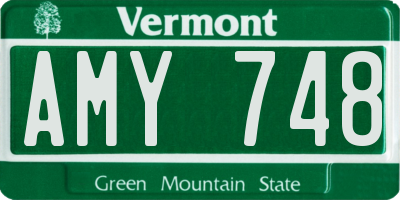 VT license plate AMY748