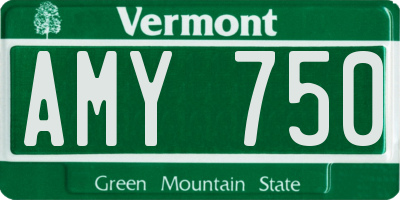 VT license plate AMY750