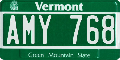 VT license plate AMY768