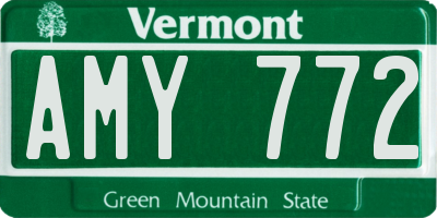 VT license plate AMY772