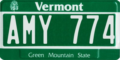 VT license plate AMY774