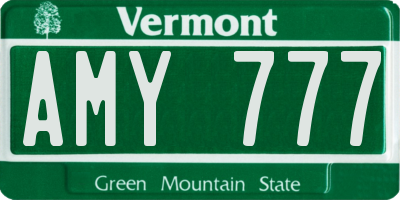 VT license plate AMY777