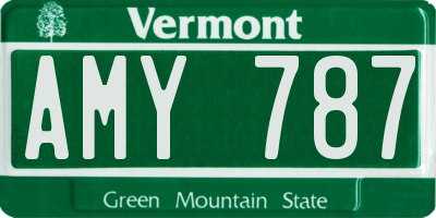 VT license plate AMY787