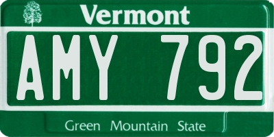 VT license plate AMY792