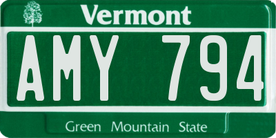 VT license plate AMY794