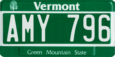 VT license plate AMY796