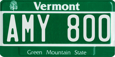 VT license plate AMY800