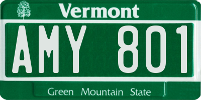 VT license plate AMY801
