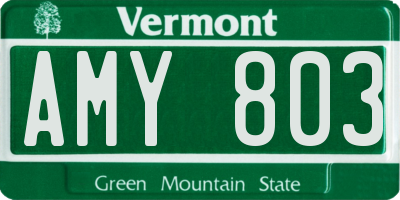 VT license plate AMY803