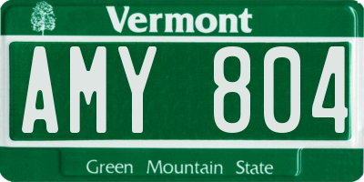 VT license plate AMY804