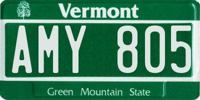 VT license plate AMY805