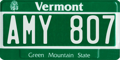 VT license plate AMY807