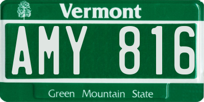 VT license plate AMY816
