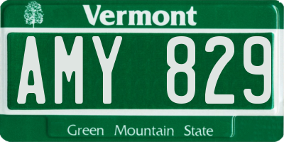 VT license plate AMY829