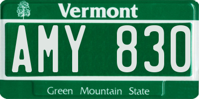 VT license plate AMY830